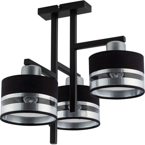 Plafonnier triple design noir-argent Pro 3xE27 15W Sigma