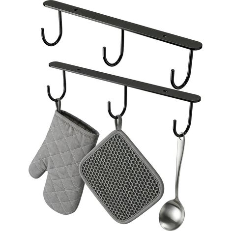 Haken aus Edelstahl, Becherhalter unter dem Regal – schwarz – zweiteiliges Set (1/5)