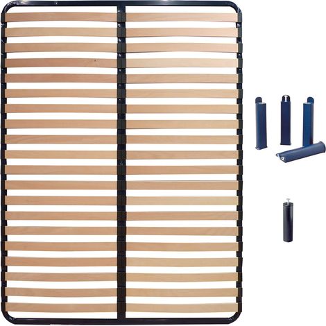 ALTOLATTES - Pack Sommier 2x20 Lattes 140x190cm + Pieds bleus + Pied central (1/3)