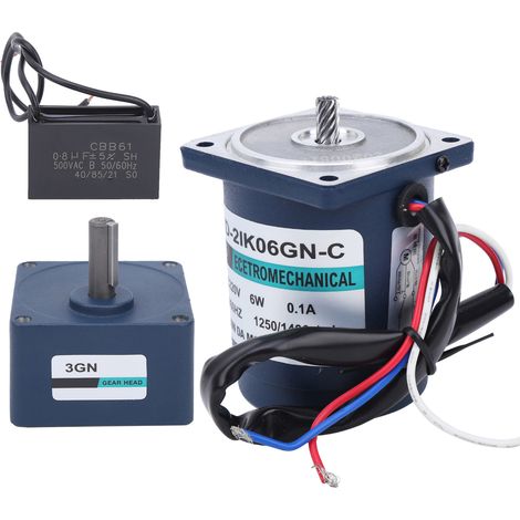 Moteur à engrenages 6 W AC220 V XD2IK06GN-C, vitesse constante + réducteur + condensateur 10 mAh (1/5)