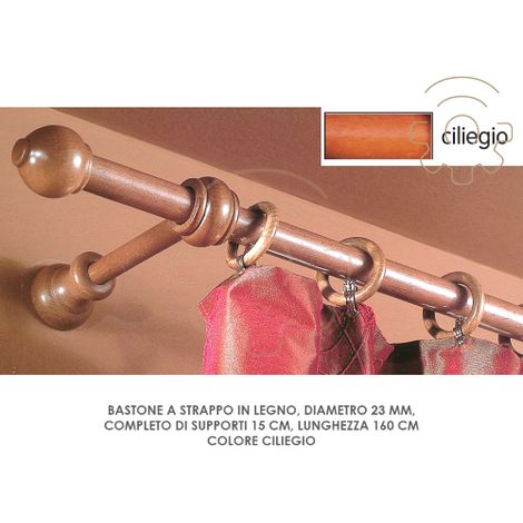 BASTONE LEGNO A STRAPPO D 23 CILIEGIO 160CM C/SUPP. (1/2)