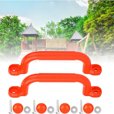 Paire de poignées antidérapantes en plastique pour balançoire d'enfant (rouge) (1/5)