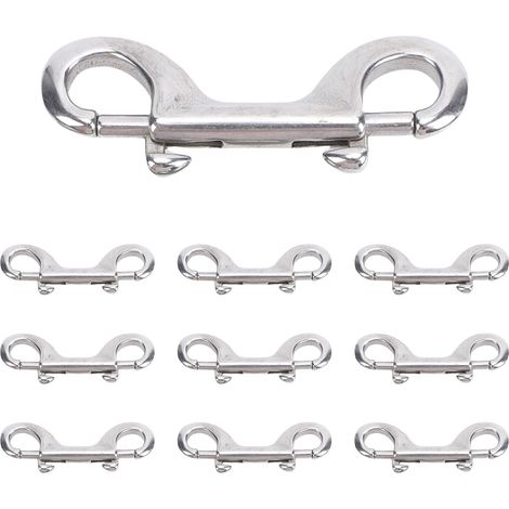 Mousqueton Double Crochet Inox 100mm Lot de 10 Acier Inoxydable (1/4)