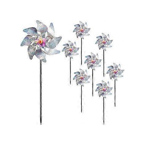 Moulin A Vent Jardin Exterieur 8 Pices Anti Oiseaux Repulsif Anti-Oiseaux Rflchissant Dissuasion Girouette De Rotatif pour Protger Verger (Aargent),