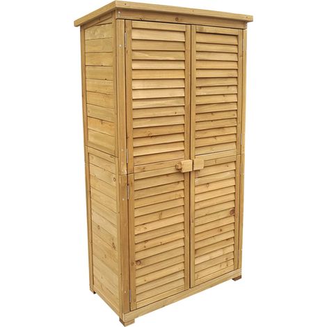 Wiltec Armadio da giardino con ante battenti a persiana 870x465x1600 mm legno di abete con tetto in bitume (1/5)