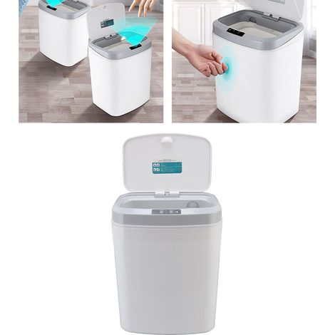 Cubo de basura inteligente de 16 litros con sensor infrarrojo, botón manual, luz nocturna y función de silencio. (1/5)