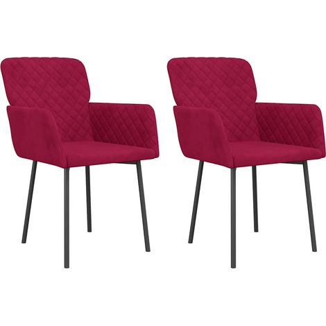 Lot de 2 Chaises de salle à manger - Chaises de cuisine Rouge bordeaux Velours (1/5)