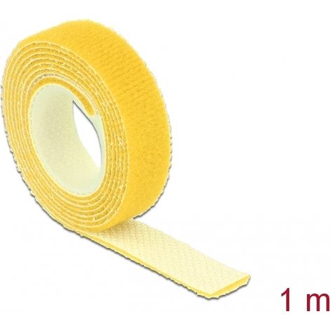 Delock Cinta de gancho y bucle en rollo LA 1 m x AN 13 mm amarillo