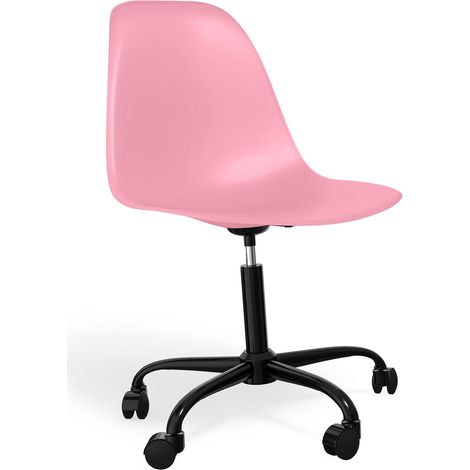 Bürostuhl mit Armlehnen - Rollender Schreibtischstuhl - Schwarzes Gestell Denisse Pink