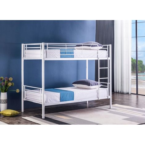 Letto a castello in metallo a sinistra e a destra, due letti BIANCHI con struttura Furnitex (1/5)