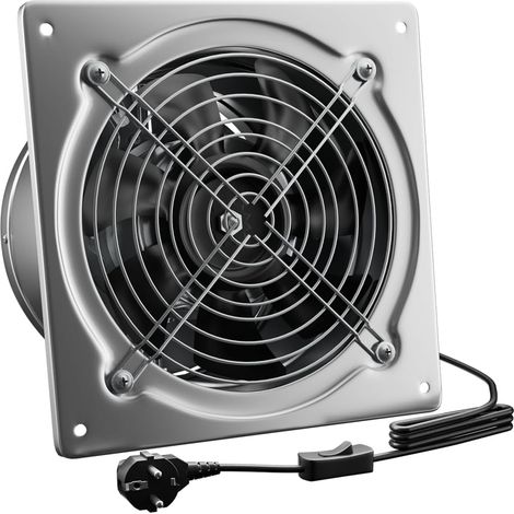 Extracteur d'air 150mm avec Clapet Anti-retour Métallique 525m³/h avec Interrupteur, Câble de 2,5 mètres, avec Prise EU, pour Cuisine, Garage, Atelier, Grenier, Débarras, Argenté (1/5)
