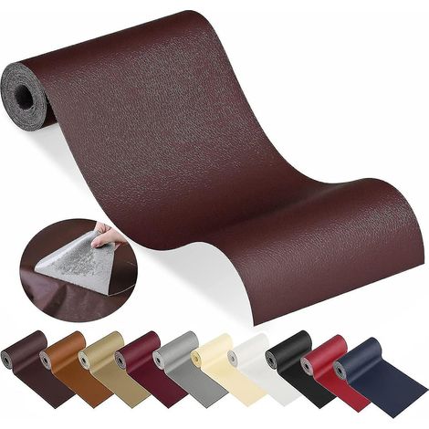 Patch de réparation autocollant pour cuir, canapé, siège auto, chaise - 10 x 10 cm - rose rouge (1/5)