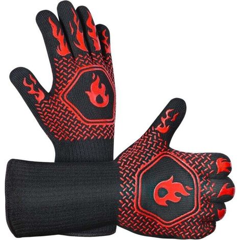 Gants de four résistants à la chaleur Gants de cheminée résistants au feu Résistants à des températures allant jusqu'à 800 °C, évitant les risques thermiques (1/4)