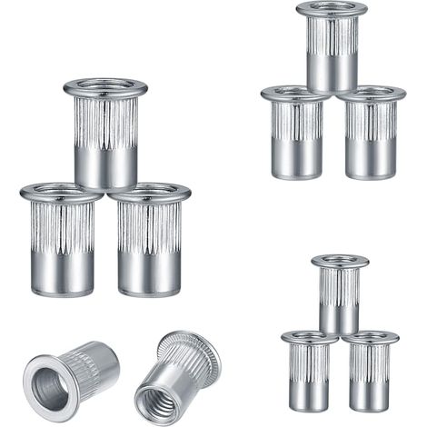 Lot de 9 Ecrous à Riveter M5 M6 M8 à Tête plate en Acier inoxydable 304 - Rivets Ronds à tête fraisée - Écrou à rivets aveugles argenté pour fixation d'écrous à rivets avec filetage (1/5)