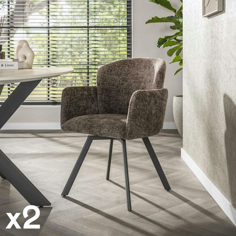 Fauteuil de table pivotant taupe texturé (lot de 2) CREEK