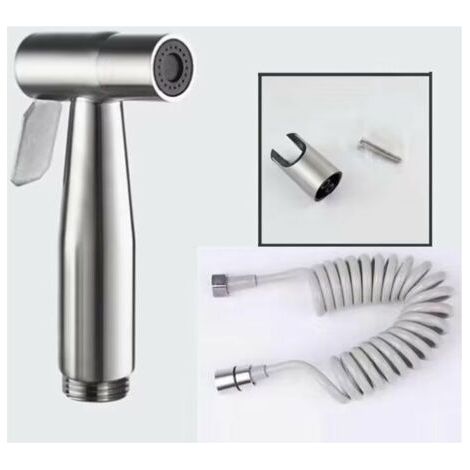 Sollbry Pulvérisateur de bidet portatif - avec tuyau de douche flexible télescopique en ABS de 149,9 cm pour plomberie, toilettes, pistolet pulvérisateur de salle de bain pour bidet (gris)