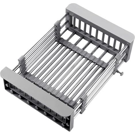 Égouttoir de cuisine, support d'évier rétractable en acier inoxydable domestique, support de rangement-22 cm (1/5)
