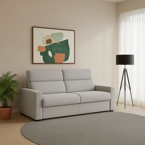 Divano Fisso 2 Posti Vialfre, Sfoderabile, Idrorepellente Made in Italy, Lavabile, 180x95x100h cm Grigio Chiaro (1/4)