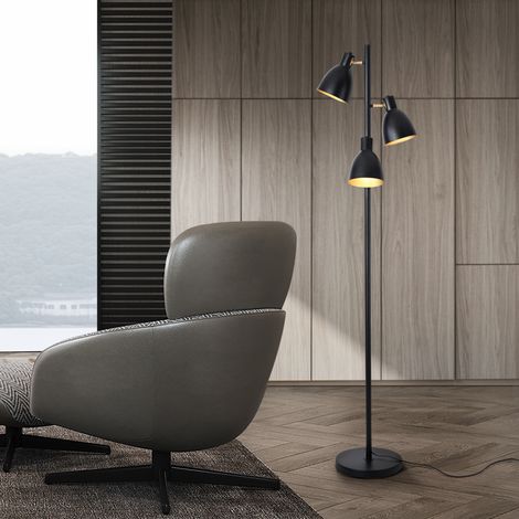 Stehlampe Witney 3-flammig Schwarz / Goldfarben [lux.pro]