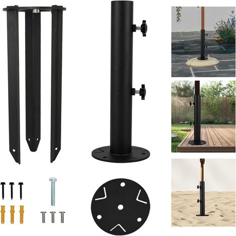 Support de parasol multifonctionnel pour terrasse, base de parasol d'extérieur, tube de support de parapluie universel en granit, support de parapluie robuste pour terrasses, jardins, pelouse, (1/5)