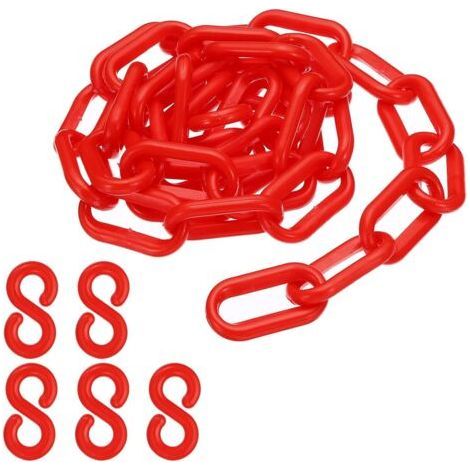 Red plastic chain links, 100 cm, 6 mm, for barriers, parking lots, fences, gates and decoration (1/5)