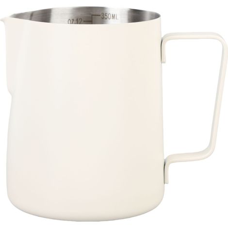 Pichet à Lait Acier Inoxydable 304 Bec Verseur Pointu avec Échelle pour Latte Art 350ML Blanc (1/5)