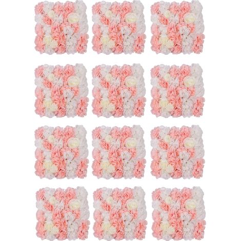 Paneles de pared florales, diseño de seda 3D, fácil montaje, rosa claro. (1/2)