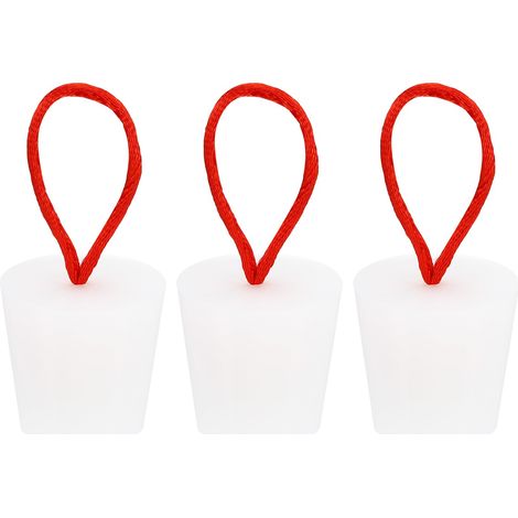Caoutchouc Conique Bouchon 23 à 30mm Solide Baignoire Bonde Bouchon avec Poignée pour Test Tubes, Eau Tuyau, Drainage Trou, Blanc 3 Pièces (1/5)