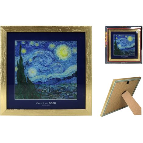 Bildreproduktion von Vincent van Goghs Gemälde „Sternennacht“ in einem dekorativen Rahmen (1/4)