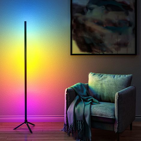 Lampadaire d'angle LED RGB, alimenté par USB, Bluetooth, télécommande, synchronisation de la musique, lumière moderne pour salon, 1.2m, 47,2 pouces (1/5)