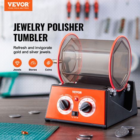 Polisseur de Bijoux 5 kg 60 W Machine de Polissage de Bijoux 5 Vitesses 0-60 mins Réglable Polisseuse à Tambour Rotative Action Bidirectionnel pour Polir Pierre Roche Fer Bijoutier Bijouterie (1/5)