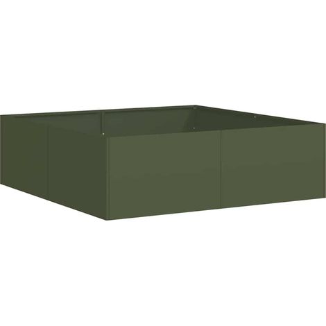 Maison Exclusive - Pflanzkübel Olivgrün 100x100x30 cm Stahl