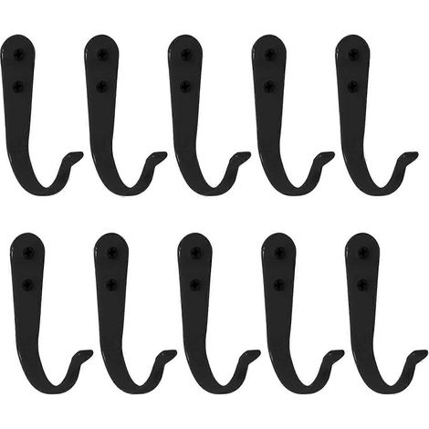 Petits crochets porte-serviettes robustes et durables, adaptés aux salles de bains et aux cuisines, noirs. (1/5)