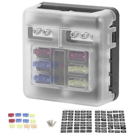 Boîte Porte-fusible à Lame 6 Circuits 12-36 V avec Bus Négatif, Indicateur LED Rouge, Accessoire de Voiture Universel pour Modèle ACB, ABS + Métal, comme sur L'image. (1/4)