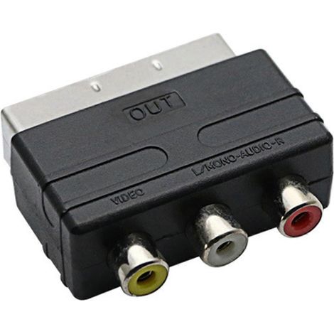 Adaptateur péritel vers 3 RCA S-Vidéo, convertisseur audio/vidéo composite RCA, lecteur/enregistreur DVD, TV et télévision. (1/5)