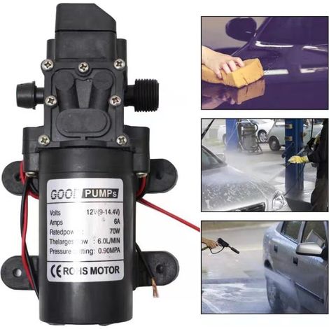 Pompe auto-amorçante 12 V - Pompe à eau électrique pour pulvérisateur - 70 W - Pompe pour lavage de voiture (1/4)