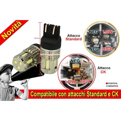 Lampada Led 7743 T20 12V 45W Bianco No Polarita Super Luminoso Compatibile Con Attacco CK Auto Americano (1/3)