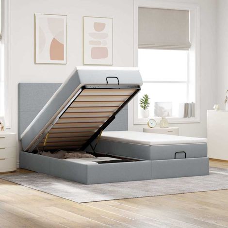 VidaXL Cadre de lit ottoman et matelas gris clair 160x200cm tissu (1/5)