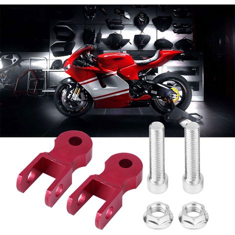 amortisseurs universels pour moto, rehausseurs de châssis 5 cm, rouges (avec vis) (1/5)
