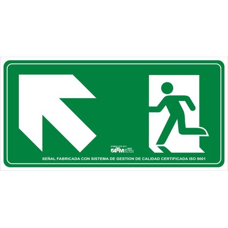ATM Señalización ASB170 - Señal evacuación escalera arriba izquierda PVC clase B