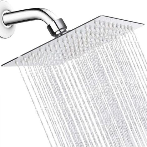 An 8-inch square silver single-head shower head and a 15 cm lever-operated pressurized domestic shower head. (1/5)