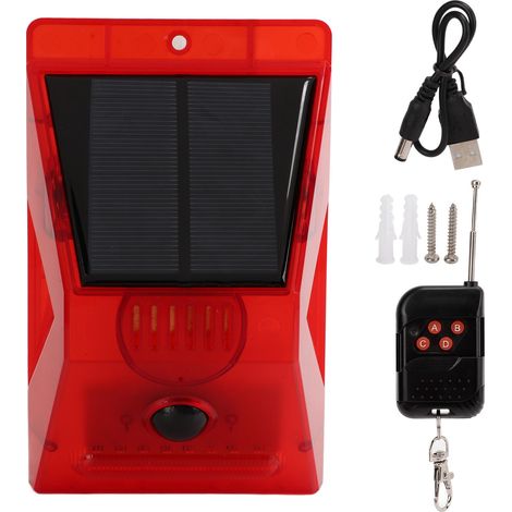 Alarme solaire IP65 étanche avec télécommande, mode 24h pour ferme maison jardin extérieur (1/5)