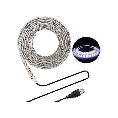 LED-Streifen mit USB-Anschluss, wasserdicht, 5 m (16,4 ft) SMD 3528, 5 V, Kaltweiß, Hintergrundbeleuchtung für Desktop-PCs und Fernseher, LED-Band