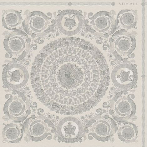 Baroque wallcovering wall Profhome 370555 non-woven wallpaper slightly textured baroque style shiny silver grey 7.035 m2 (75 ft2) (1/5)