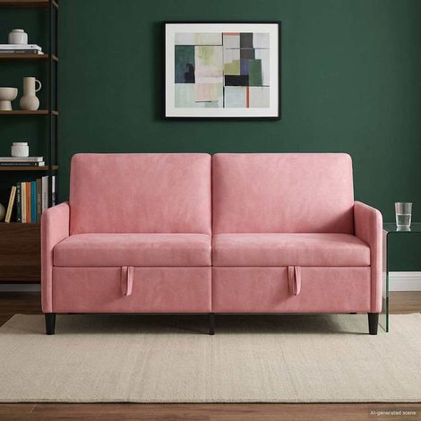 vidaXL Sofá con almacenamiento Rosa 172 x 78 x 87 cm Poliéster (1/5)