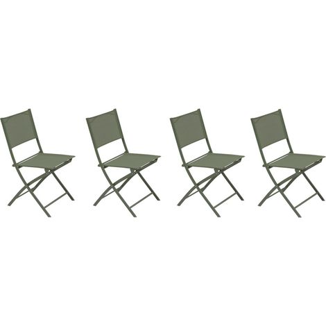 Lot de 4 chaises de jardin pliante métal Modula Laurier- Hesperide