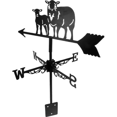 Girouette en métal, décoration de jardin en fer forgé, mouton en fer forgé, indication de direction du vent (1/5)