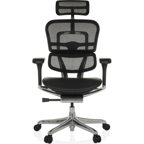 [GEBRAUCHT] B-Ware Hjh Office Bürostuhl Chefsessel Ergohuman Gen2 Sitz Leder Rücken Netz Schwarz