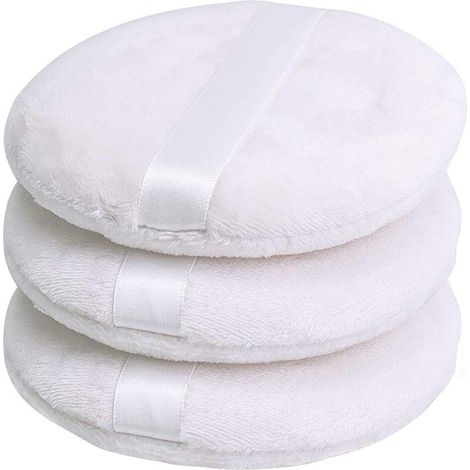 Lot de 3 Houppette, grande houppette lavable en velours et éponge, douce pour visage et corps, 10 cm (1/5)