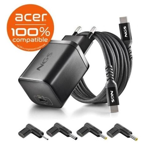 CARGADOR NGS DE PARED ULTRARRAPIDO DE 65W CON 3 PUERTOS 2USB-C + USB-A
